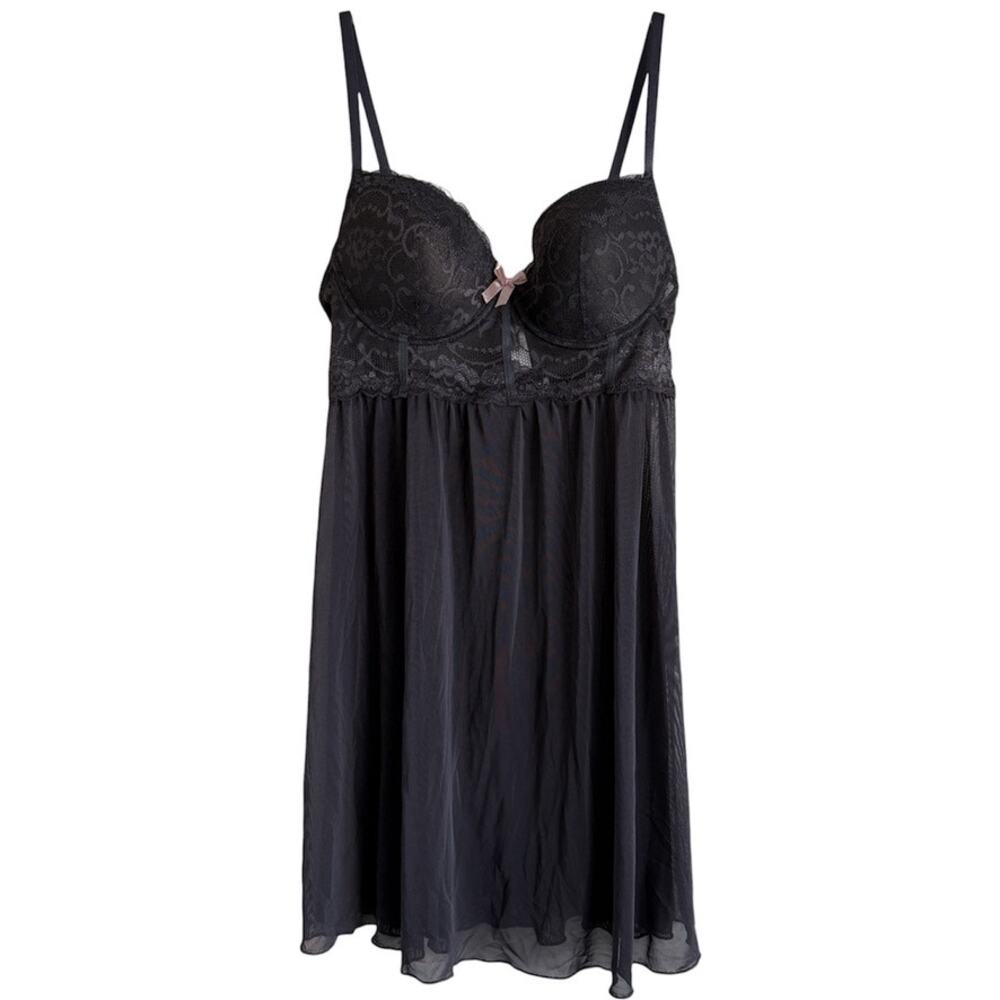 Marilyn Monroe Gray Mesh Sheer Babydoll Lingerie Dress Padded Cups Size Large